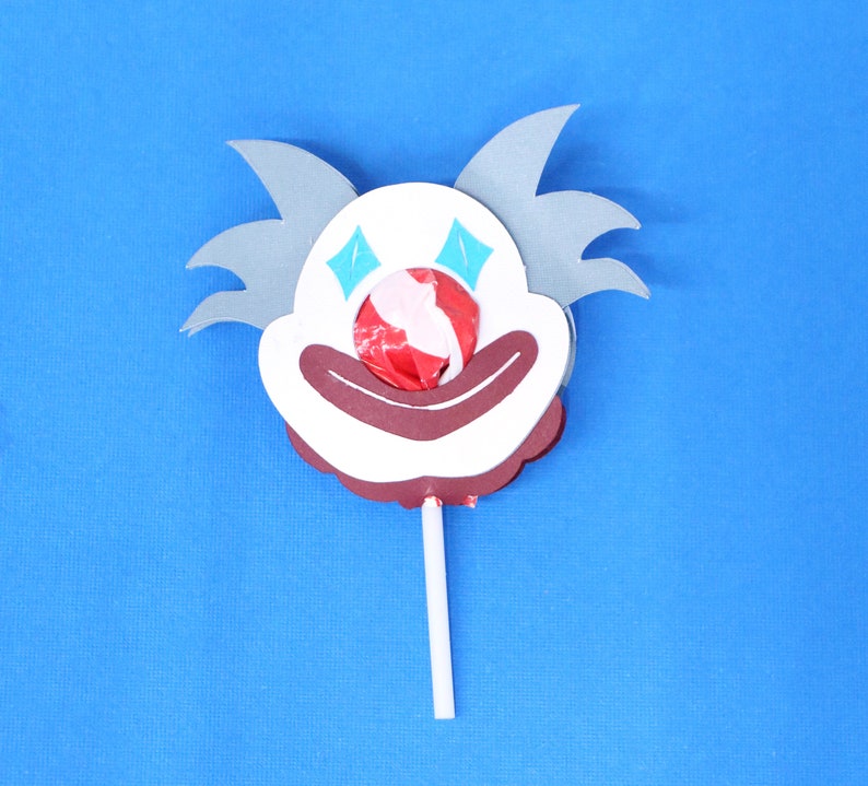 Purim Clown Lollipop Holder SVG Cut File / PDF Plantilla imprimible y PNG / Caramelos de fiesta de cumpleaños para Mishloach Manot imagen 5