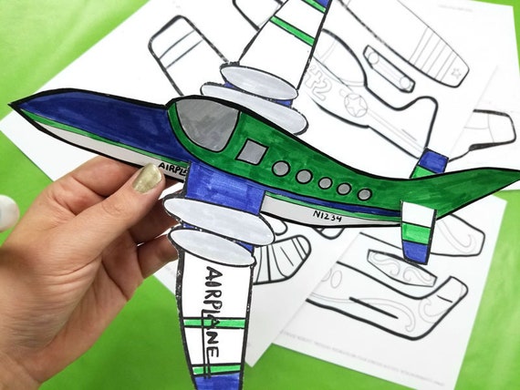 4 styles paper airplanes coloring pages color in paper craft etsy