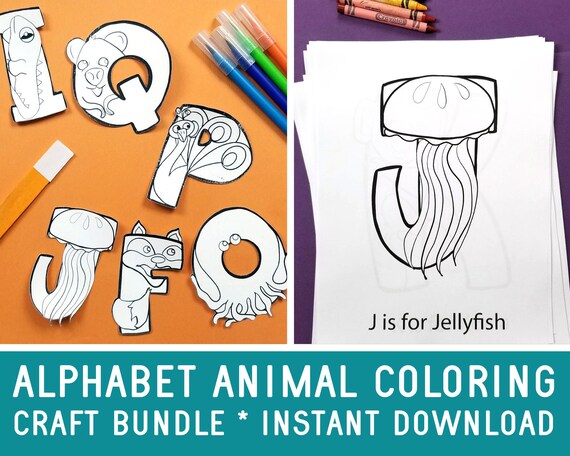 Alphabet Crafts Animal Coloring Pages And Puppets Crafts Etsy