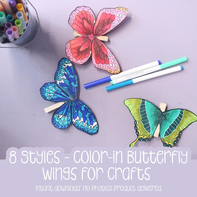 Butterfly Wings Templates | Paper Butterfly Clothespin Craft - Coloring ...