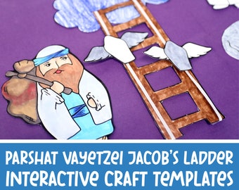 Jacob's Ladder Bible Crafts |  Parsha Craft for Parshat Vayetzei | Printable Crafts & Coloring Pages for Parshat Hashavua and Hebrew School