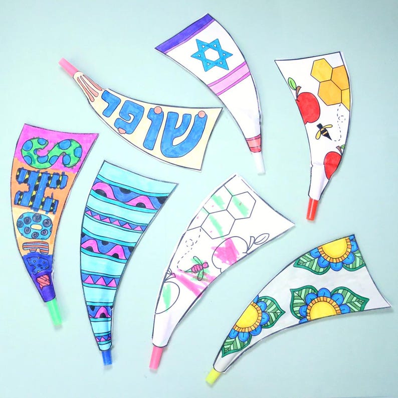 Rosh Hashanah Shofar Color & Craft | Jewish New Year Coloring Pages ...