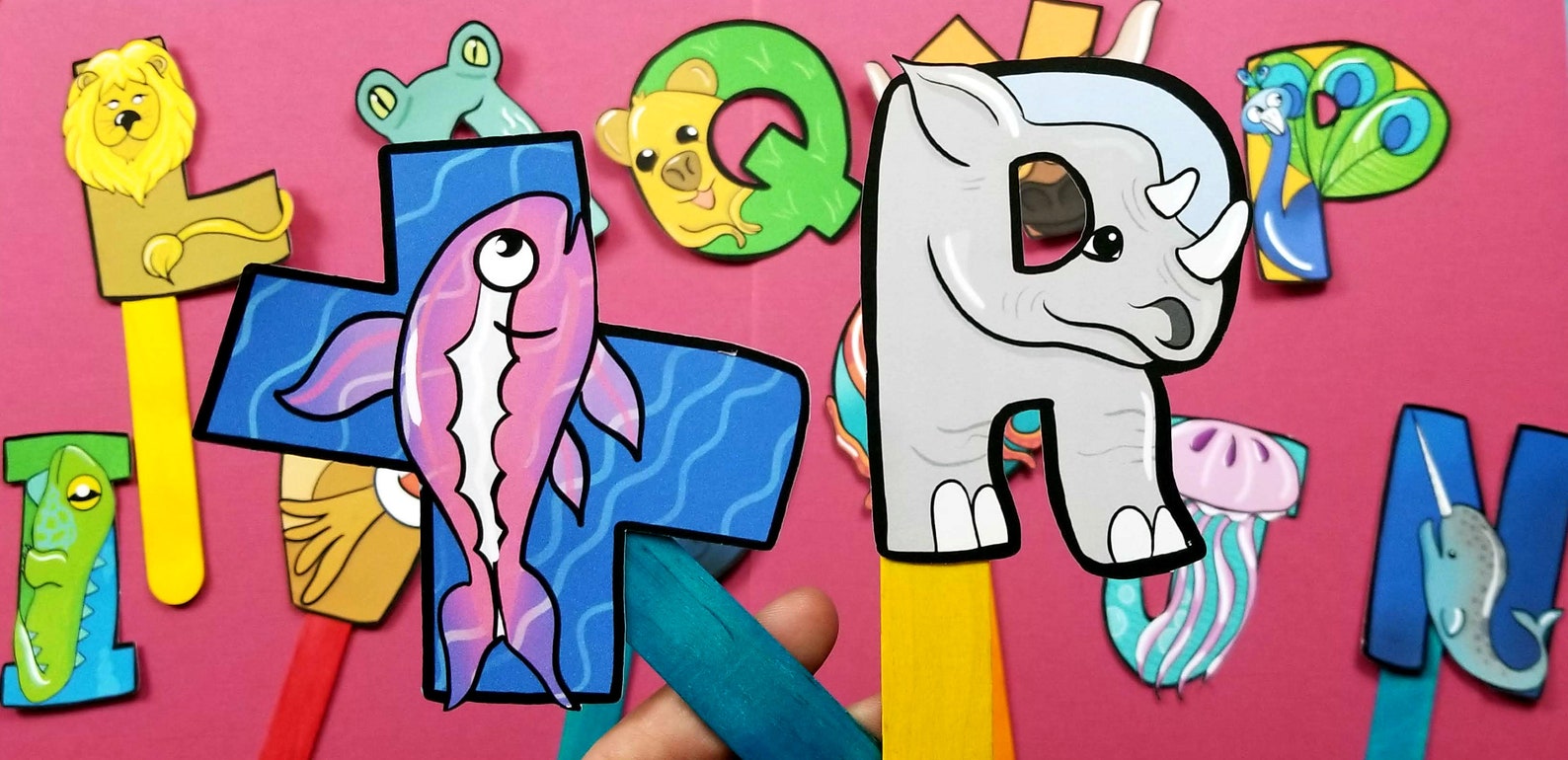 Alphabet Puppets Paper Toy Template Printable Animal ABC Etsy