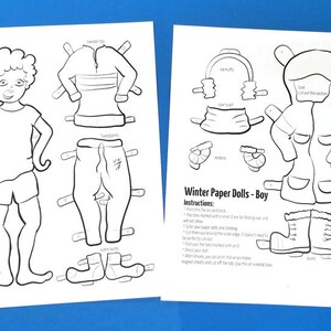 Printable Paper Dolls for Winter Boy Coloring Pages Paper image 2