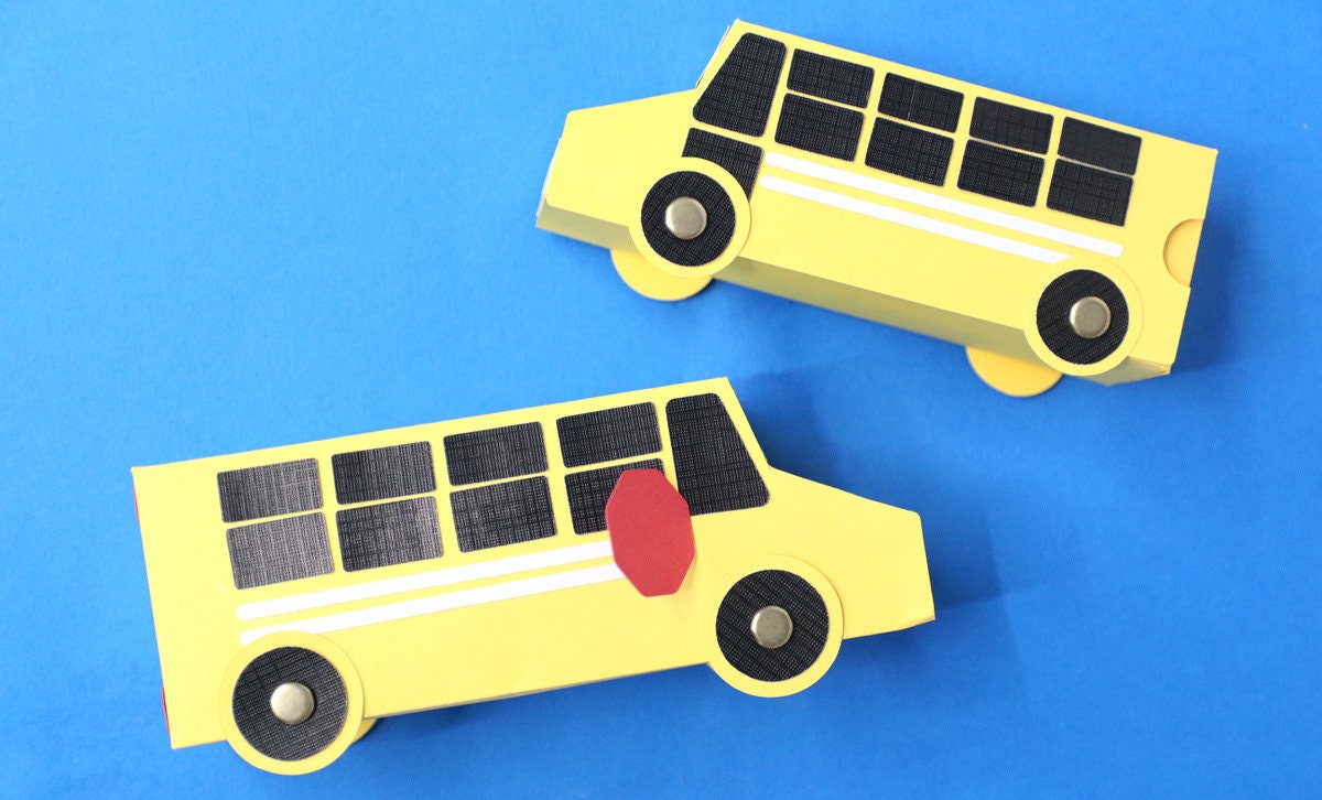 School Bus SVG Template Make a Paper Toy or Bus Driver Gift Box SVG Cut ...