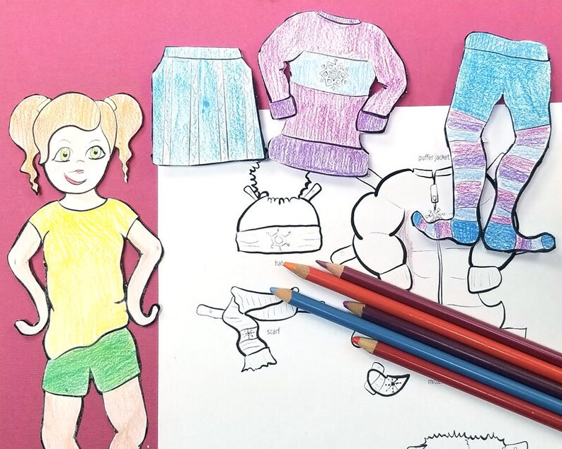 Printable Paper Dolls  Winter Girl Coloring Pages Color-in image 1