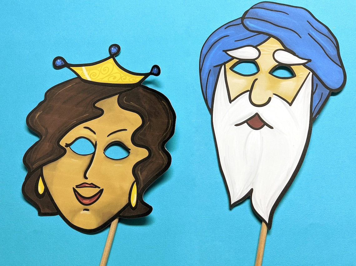 9-printable-purim-masks-purim-story-characters-and-paper-toy-etsy