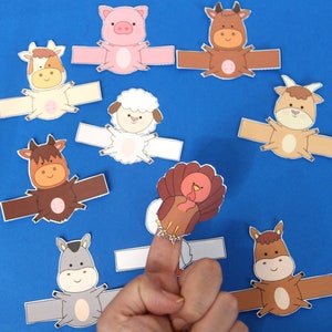 20 Animal Finger Puppets Bundle FULL COLOR printable paper toys Kids' Paper Craft for Old MacDonald Had a Farm image 6