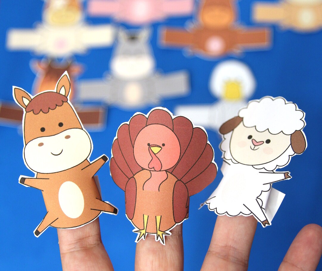 10 Farm Animal Finger Puppets - FULL COLOR Printable Paper Toys - Kids ...