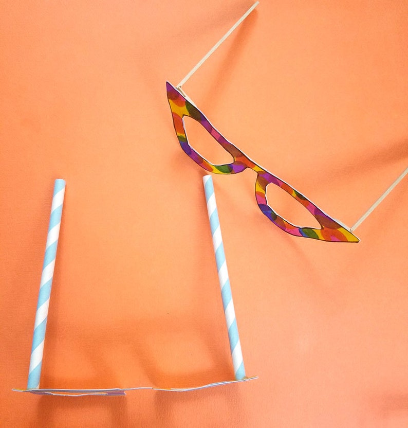 Kid/'s Craft Template Paper Toy Craft Paper Glasses Coloring Page
