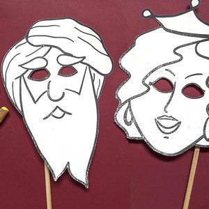 9 PURIM Mask Templates and Coloring Pages - Purim Story Characters - Printable Purim Crafts and Activities for Kids Preschool and Toddler