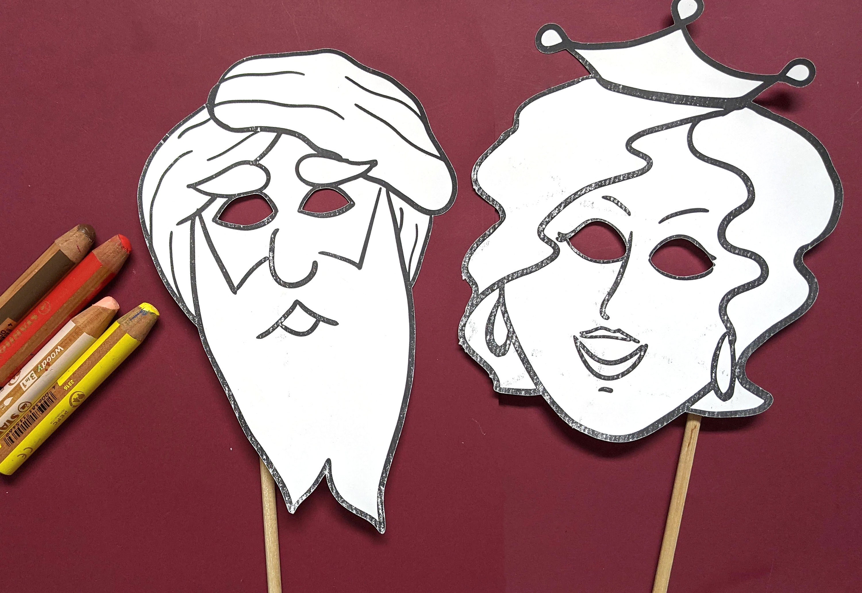 9 PURIM Mask Templates and Coloring Pages Purim Story Characters
