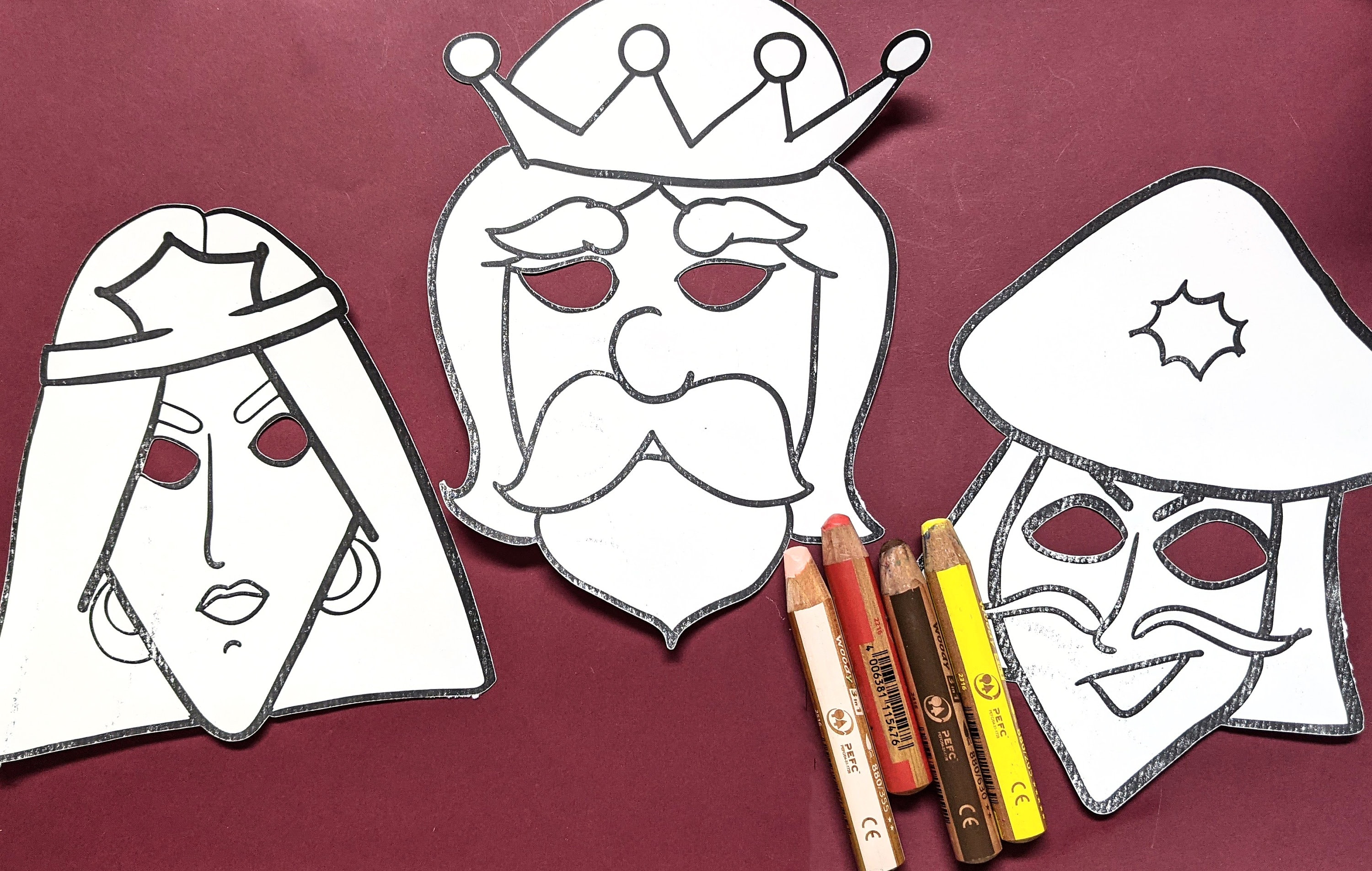 9 PURIM Mask Templates and Coloring Pages Purim Story Characters
