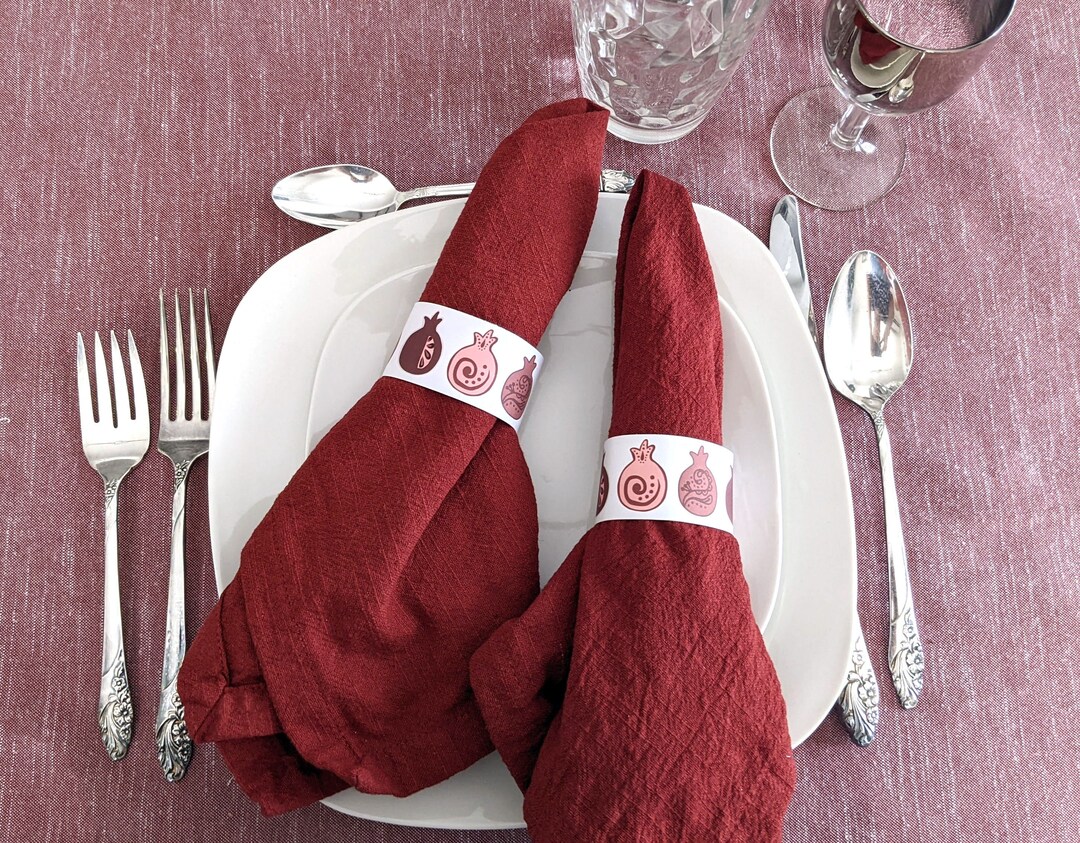 Printable Napkin Wraps | Pomegranate Napkin Ring Printable Table Decor ...