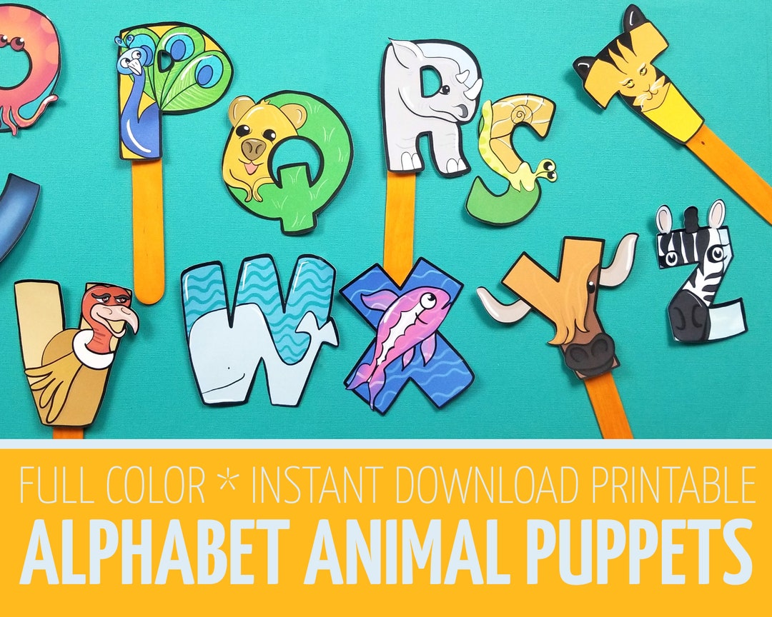 Alphabet Puppets Paper Toy Template Printable Animal ABC Animal