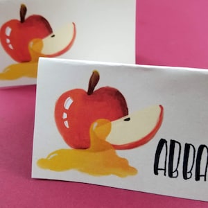 Rosh Hashanah Tischkarten Sofort Download PDF - Druckbare Jüdische Neujahr Tischdekoration - Apfel mit Honig Herbst Tischdekoration