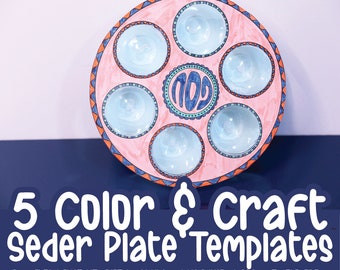 Seder Plate Template Passover Craft for Kids | DIY Seder Plate for Pesach | Color & Craft Activity