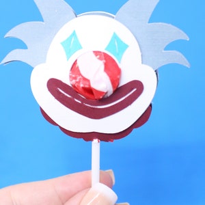 Purim Clown Lollipop Holder SVG Cut File / PDF Plantilla imprimible y PNG / Caramelos de fiesta de cumpleaños para Mishloach Manot imagen 3