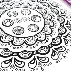 Passover Coloring Pages for Adults / Printable Pesach Jewish Holiday Crafts / For Teens and Grown-ups / Instant Download PDF image 8