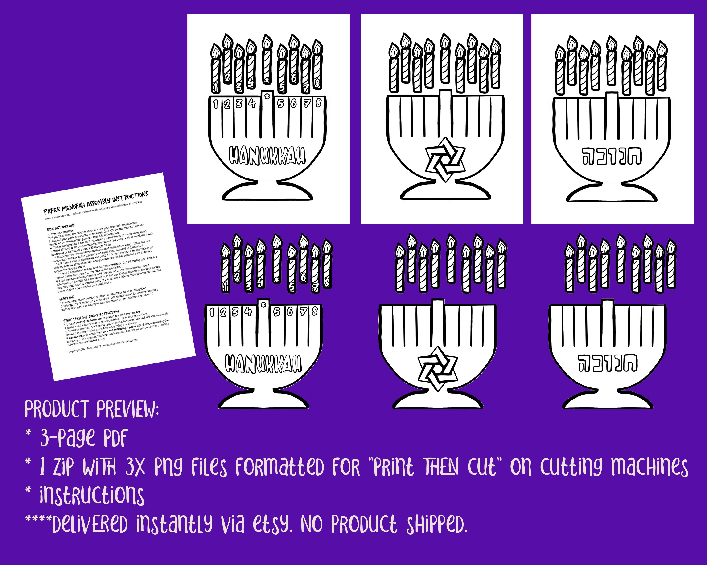 Hanukkah Craft and Coloring Page Bundle | 4 Activities and Templates ...