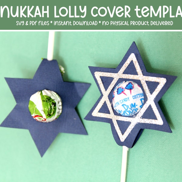 Star of David Lollipop Holder SVG Cut File | PDF Printable Template and PNG | Hanukkah Lolly Cover Cricut Crafts and Treats for Chanukah