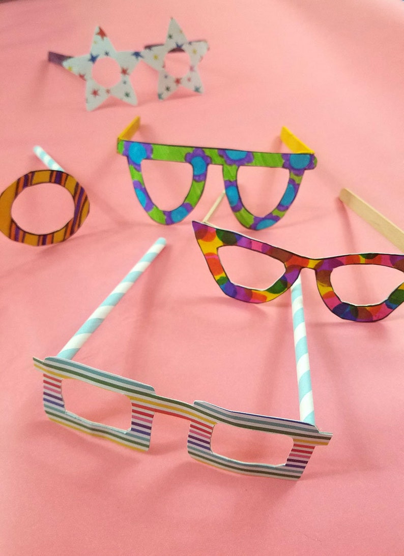 Kid/'s Craft Template Paper Toy Craft Paper Glasses Coloring Page