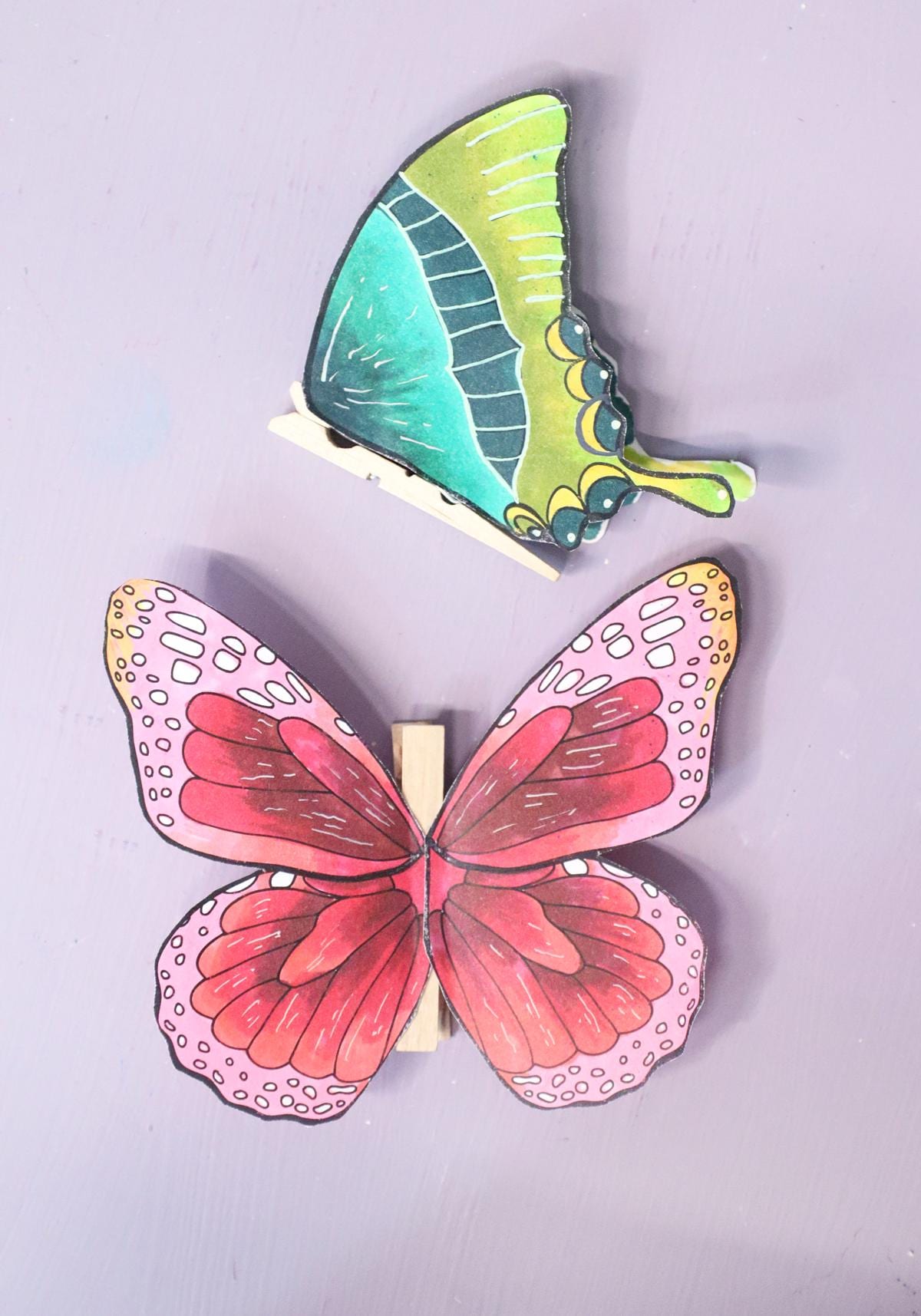 Butterfly Wings Templates | Paper Butterfly Clothespin Craft - Coloring ...