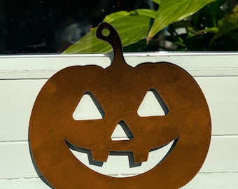 Hanging Steel Pumpkin: Rustic Autumn Garden Decor