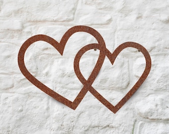 Laser Cut Steel Intertwined Heart Decoration, Rustic Garden Decor