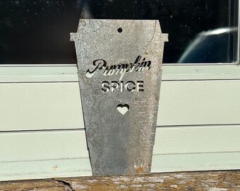 Metal Pumpkin Spice Latte Autumn Decor: Rustic Steel Decoration