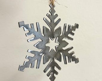 Rustic Steel Snowflake: Hanging Christmas Decoration