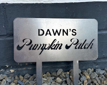 Personalized Pumpkin Patch Garden Stake - Rustic Steel Sign