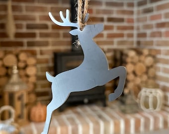 Rustic Flying Reindeer Decoration, Hanging Decoration, Steel Rusty Reindeer, Christmas Decoration, Rustic Reindeer