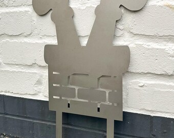 Rustic 'Santa in a chimney' garden stake, Laser cut chimney stakes, seasonal decor, outdoor decor, christmas decoration