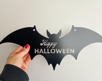 Happy Halloween Metal Door Sign - Spooky Haunted House Decor