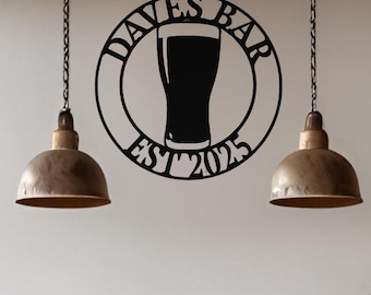 Personalised Pint Glass Bar Sign: Laser-Cut Steel, Indoor/Outdoor, Rusty Finish Option
