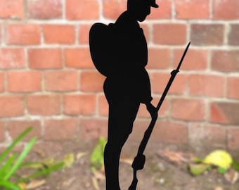 Remembrance Soldier Garden Stake: Weathering Steel Outdoor Memorial Ornament