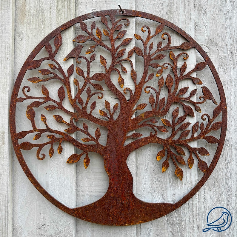 Rusty Steel Tree of Life Wall Art: Laser-cut Garden Decor - Etsy UK