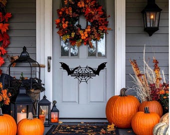 Laser Cut Steel Halloween Door Sign - 'Enter If You Dare' - Haunted House Decor