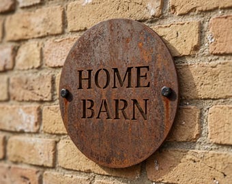 Personalised Corten Steel House Sign, House Name Sign