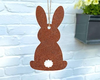 Rustic Steel Rabbit Hanging Decoration, Spring Easter Decor