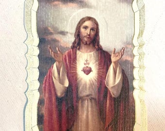 Sacred Heart of Jesus Prayer Card – Made in Italy | Gold-Edged