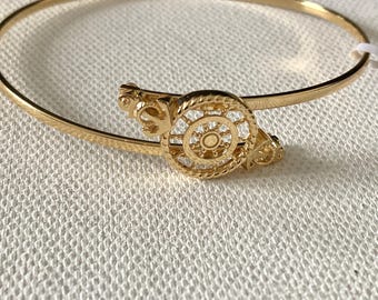 18K Solid Gold Ornate Filigree Slip-On Bangle Bracelet 5.72g Gold Stamped 750