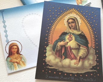 Immaculate Heart of Mary Cards - Vintage Catholic Stationery Set