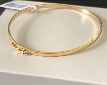 18K Solid Gold Minimalist Bangle Bracelet | Ultra Lightweight