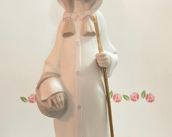 Vintage Lladro Shepherd Girl Figurine | Matte Porcelain, Wooden Staff
