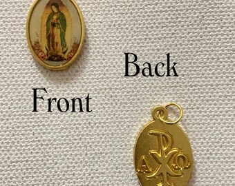 Our Lady of Guadalupe Medal Pendant | Chi Rho Alpha Omega Charm (1 inch)
