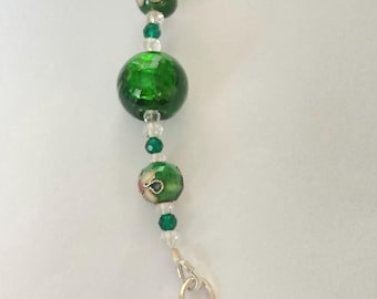 Green Cloisonné Zipper Pull • Four-Leaf Clover  •  Gift  • Irish Devotional Accessory
