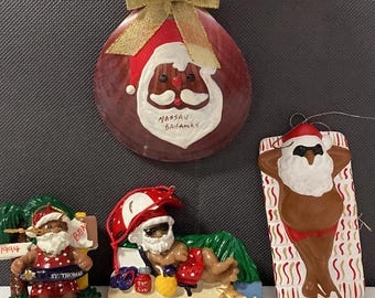 Caribbean Santa Ornaments (Set of 4) • St. Maarten, Nassau, St. Thomas