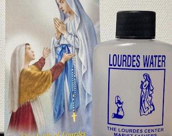 Lourdes Water Bottle with Our Lady of Lourdes Prayer Card (Filled and Sealed)